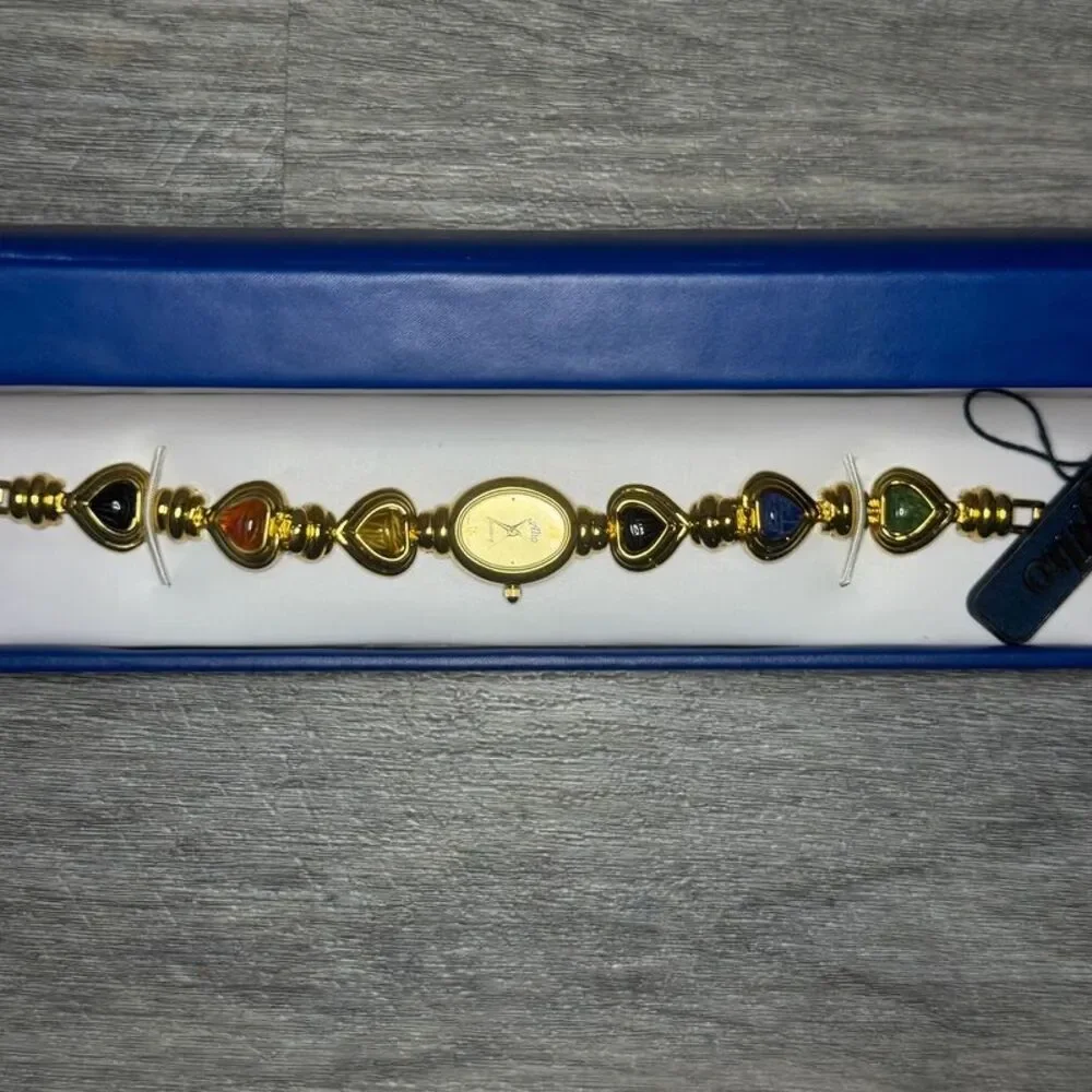 Vintage Gold Alto Multi-Gemstone Heart Watch – new battery